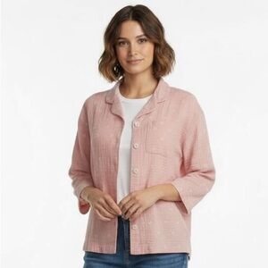 Madewell Pink Oversized Heart Button Up Shirt S Cotton Boho Preppy Soft Girl